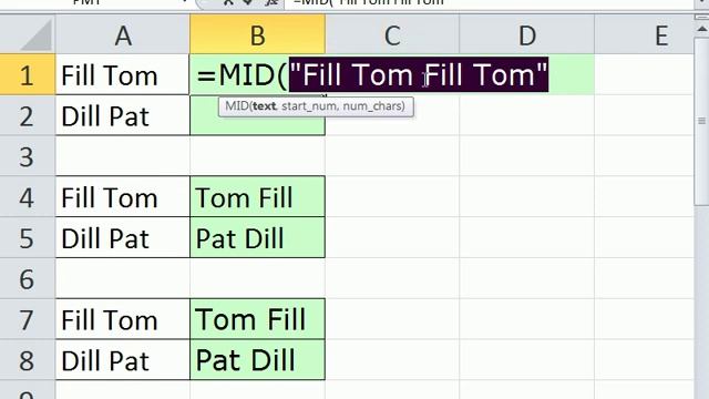 Tom fill. How to swap first and last names in a Table in excel.