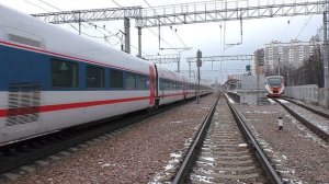 Электровоз ЭП20-011 (ТЧЭ-6) со скоростным поездом Talgo 250 "Стриж" №706Н Москва - Нижний Новгород.