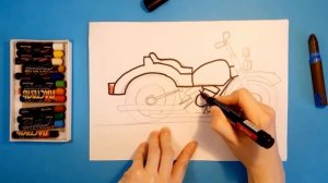 Как нарисовать МОТОЦИКЛ. Рисуем с детьми. How to draw a BIKE.