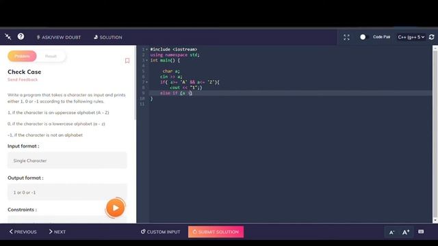 Write a program that takes a character as input and prints either 1, 0 or -1 | Coding ninjas | C++ смотреть онлайн