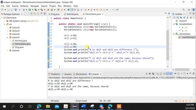 JAVA Lesson 05 Using Static Variable in JAVA смотреть онлайн