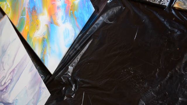 Абстракция: картины с акриловой заливкой. Как это выглядит. Acrylic fluid pouring .
