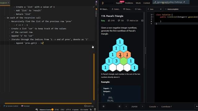 Pascal's Triangle - Leetcode 118 - Java смотреть онлайн