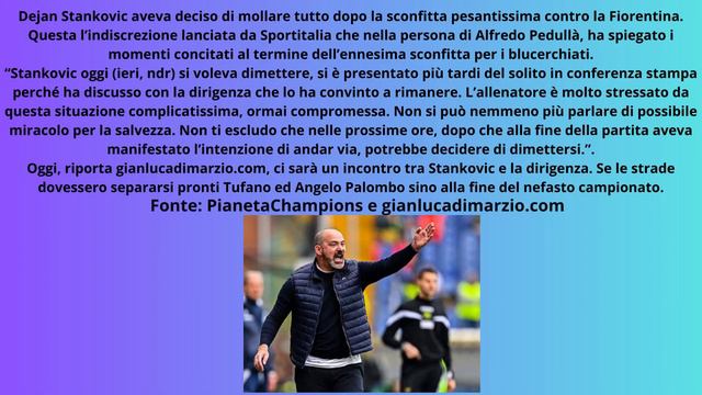 INCONTRO STANKOVIC SAMP IN CASO DI SEPARAZIONE PRONTI TUFANO PALOMBO