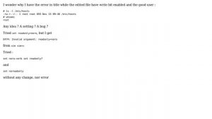 vim error 'E45: 'readonly' option is set' on a file with write permission Debian 9 vim 8.0.707