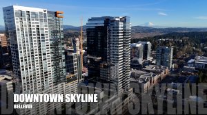 Flying Over Downtown Bellevue Skyline