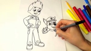 Щенячий Патруль  Раскраска Мультик  Рисуем Райдера и Гонщика  Paw Patrol  Coloring Cartoon