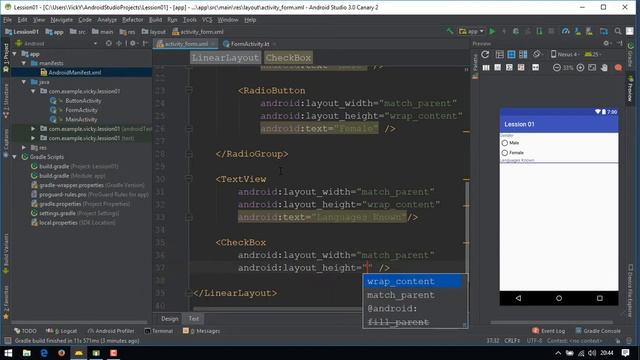 Android Tutorial (Kotlin) - 09 - CheckBox and RadioButton View Creation