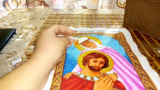 Иконы бисером обзор готовой работы иконы Петра и Феврония от производителя Золотая иголочка.Вышивка