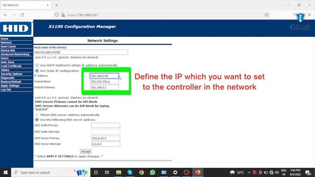 AERO-X1100 Network Parameters Configuration смотреть онлайн