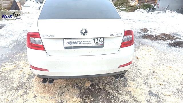 NEX® Skoda Octavia A7. ЭКСКЛЮЗИВ. Глушитель раздвоенный & 4 насадки Ø 76 мм. Лучшая из подобных