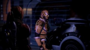 Mass Effect 2 - Femshep pushes an enemy out a window