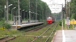 ЭД4М-0364 сообщением Санкт-Петербург — Невская Дубровка делает остановку на платформе Ковалёво