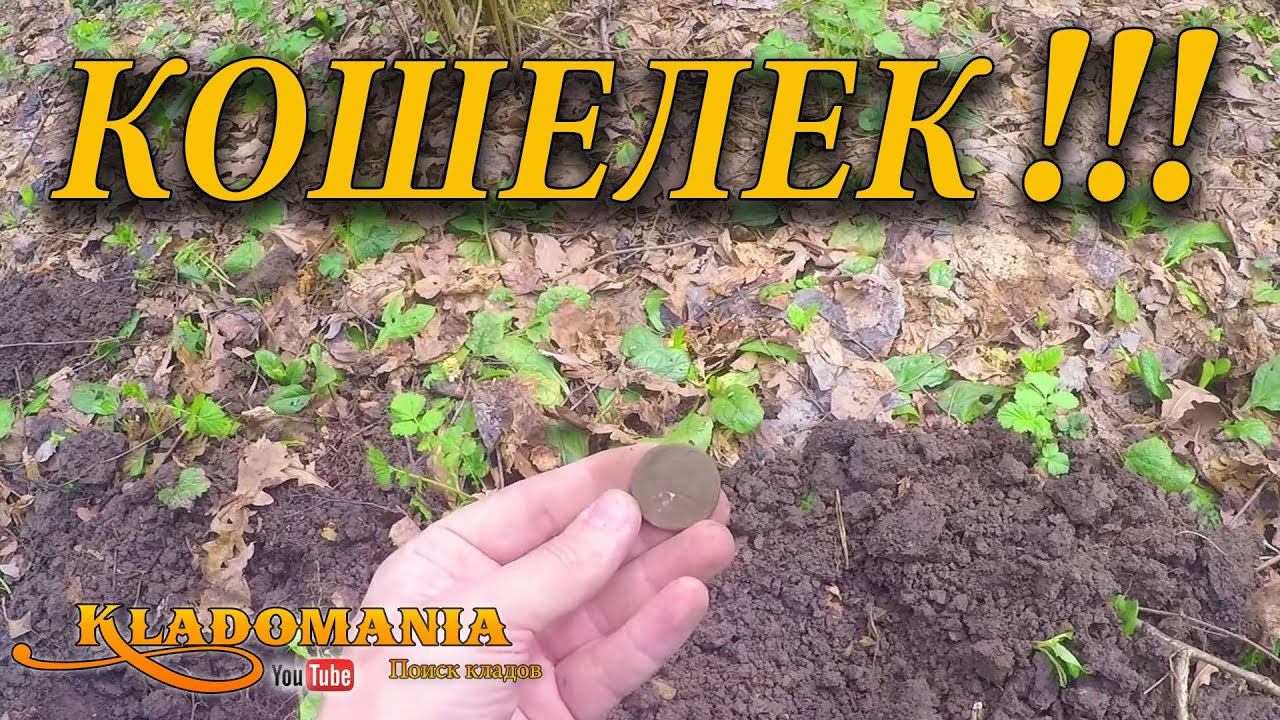 КОШЕЛЕК!!! Находки в лесу с металлоискателем. Рассыпуха монет  Кладомания