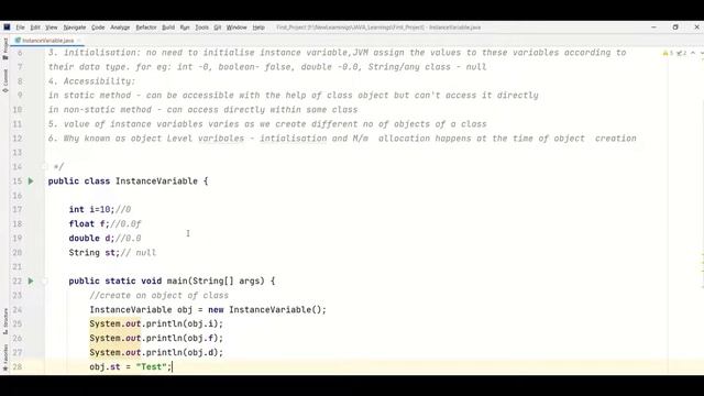 #1 - JAVA OOPs Concepts - Instance Variables | Core JAVA for Beginners | English