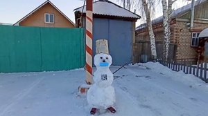 Агаповка, зимняя прогулка по селу, снеговик в маске с куркодом, река Урал (08.01.2022)