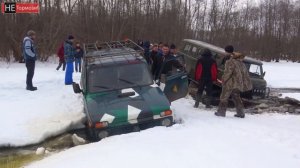 Тонут Буханки и не только...  Штурмуем глубокий ручей! 20 внедорожников в сложной ситуации.