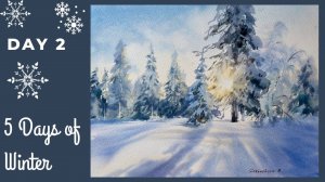 Как нарисовать зимний лес акварелью | 2 из 5 дней зимнего марафона | Евгения Горбачева