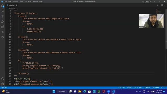 Functions of a Tuple In Python | Tuple Methods | Python Tutorials For Beginners