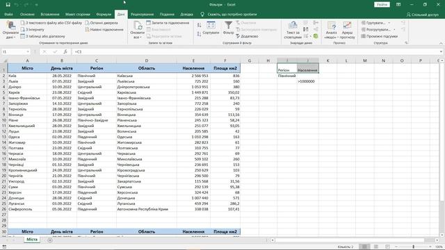 Фільтрація даних в Excel. Розширений фільтр в Excel.