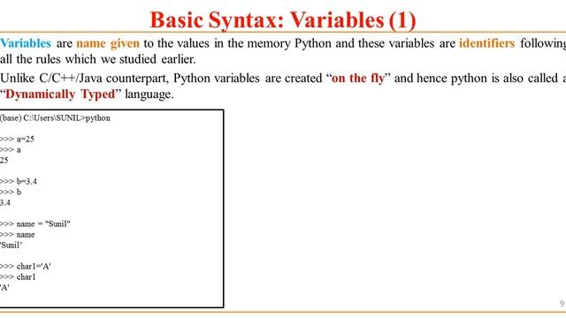 1. Programming using Python - Python Introduction, Basic syntax, variables, operators by Sunil Sir