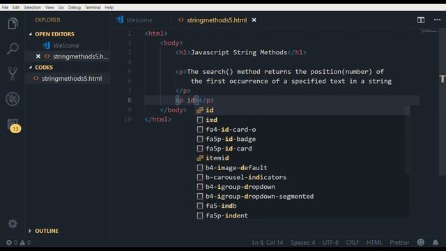 JavaScript String Methods | search() Tutorial