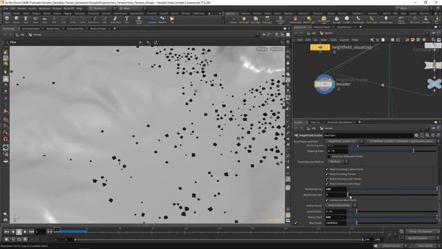 24 Параметрическое распределение камней и валунов по ландшафту в Houdini смотреть онлайн