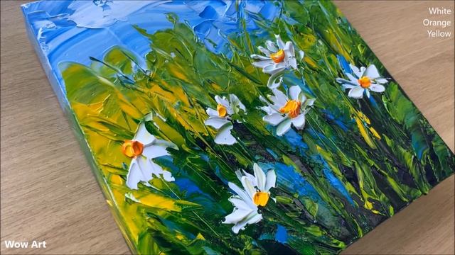 Daily challenge #192 / Thick Art / White Daisy flowers with butterfly смотреть онлайн