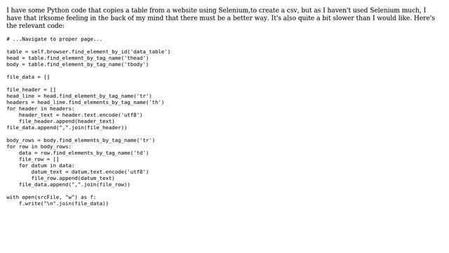 Copy table using Selenium and Python смотреть онлайн