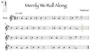 Merrily We Roll Along for block flute (Весело катимся ноты для блок флейты)