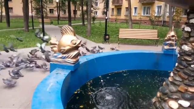 Аля в сквере у фонтана "Золотые рыбки", Киров, Филейка. смотреть онлайн