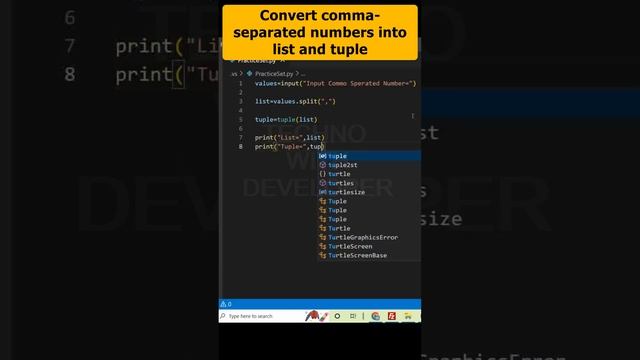 Accepts comma separated values & generate a list & tuple in Python Part 13 | Python programming