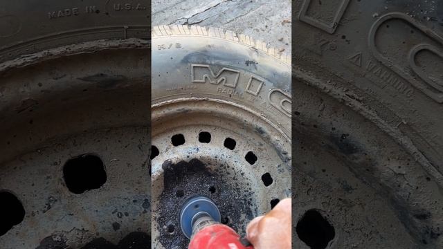 Part 2 of drilling out the center hole of a Ford 16" - 8.8 rim to fit onto a Jeep YJ front hub.