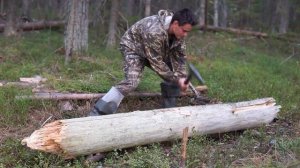 Ночевка в лесу в реальных условиях. Костер нодья. Вдали от людей.