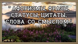 "АФОРИЗМЫ, ФРАЗЫ, СТАТУСЫ, ЦИТАТЫ, СЛОВА СО СМЫСЛОМ" - (музыкальное видео)