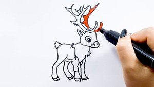 How to draw reindeer,Как нарисовать северного оленя для детей,bug'ularni chizish