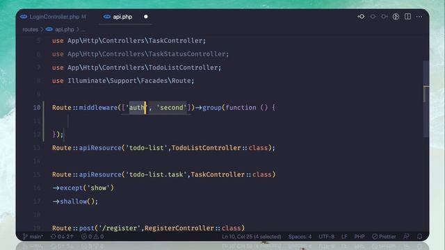 Laravel Test Driven API - protect route auth middleware