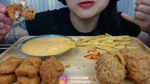 ASMR FRIED CHICKEN + CHICKEN NUGGETS + CHEESE SAUCE (EATING SOUNDS) NO TALKING | SAS-ASMR