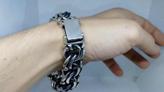 Серебряный браслет бисмарк 150 грамм длинна 23 см ширина 2.2 см. смотреть онлайн