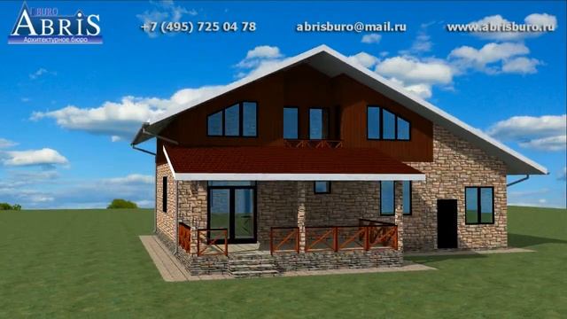 K2123-232 Проект мансардного коттеджа с гаражом, балконом и террасой из газобетонных блоков смотреть онлайн