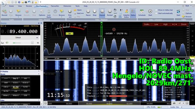 28.05.2024 08:15UTC, [Es], Radio Oost, Нидерланды, 89.4МГц, 2029км