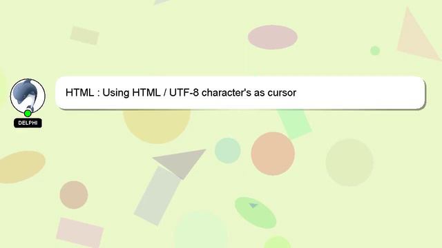 HTML : Using HTML / UTF-8 character's as cursor смотреть онлайн