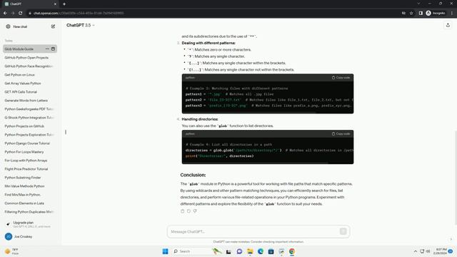 glob function in python