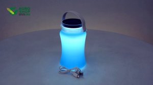 Фонарь-бутылка Helios силиконовый складной с солнечной батареей +USB, три режима