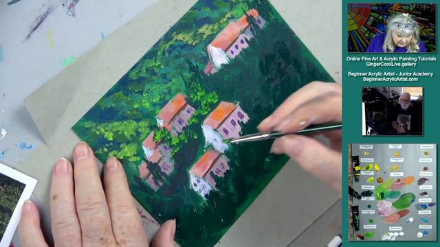 How to Paint a French Hillside with Houses in  Acrylics  Fast and Easy - Ginger Cook
