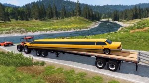 Transporting Cars with Portal Trap - Flatbed Trailer Tractor Truck Rescue Cars