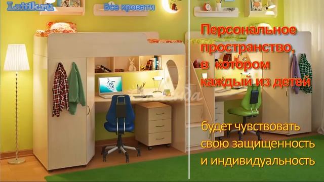 Детская комната и двухъярусная кровать "Легенда 14". Мебель. Интернет-магазин "Лайтик"