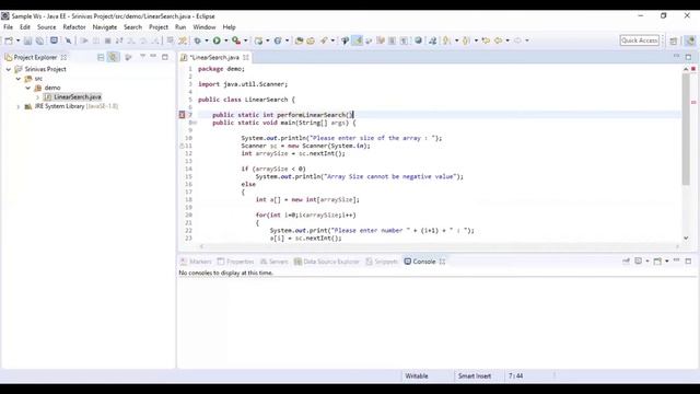 Program to perform Linear Search in Java | Coding Skills