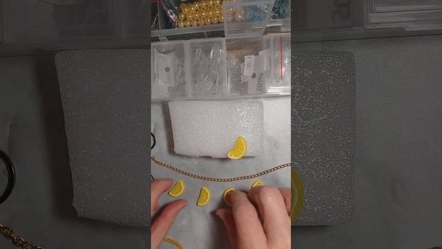 сборка сережек из запеченных долек лимона #полимернаяглина