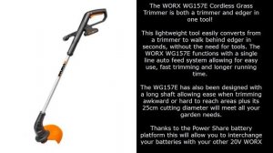 WORX WG157E 18V Battery 25cm Cordless Grass Trimmer Line Strimmer Edger